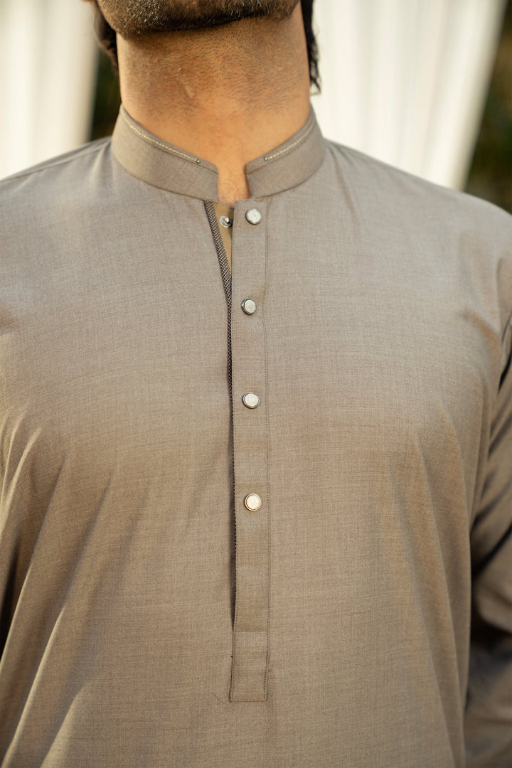 Light Brown Fashion Wash & Wear Shalwar Kameez For Men - Prime Point Store