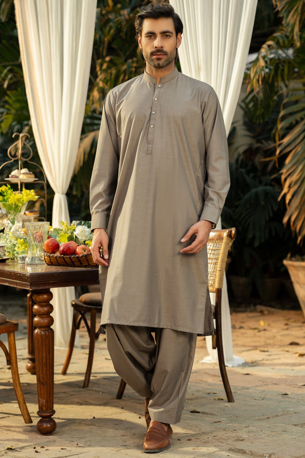 Light Brown Fashion Wash & Wear Shalwar Kameez For Men - Prime Point Store