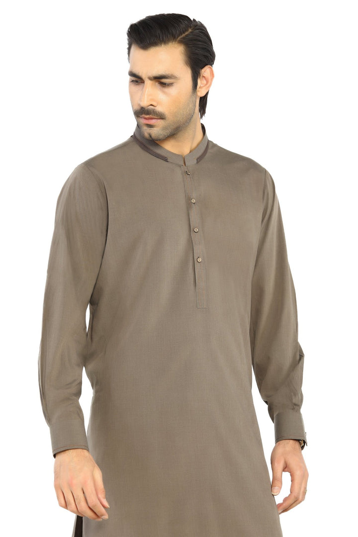 Light Brown Fashion Wash & Wear Shalwar Kameez For Men - Prime Point Store