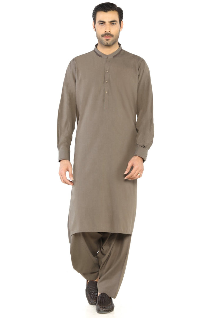 Light Brown Fashion Wash & Wear Shalwar Kameez For Men - Prime Point Store