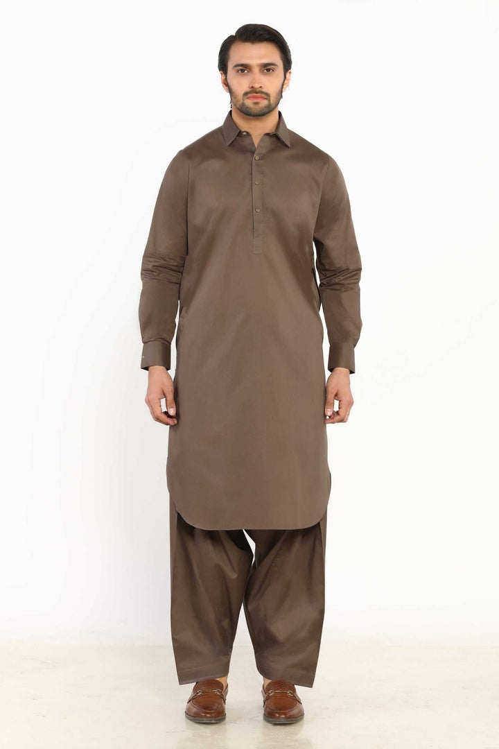 Light Brown Wash & Wear Shalwar Kameez - Prime Point Store