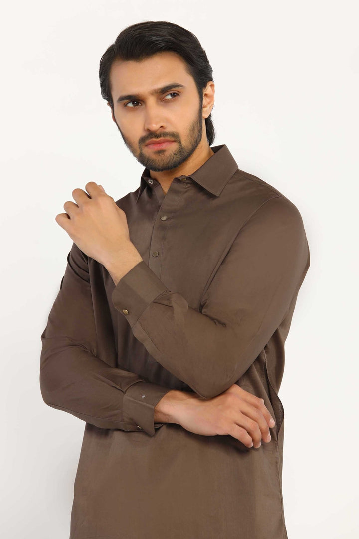 Light Brown Wash & Wear Shalwar Kameez - Prime Point Store