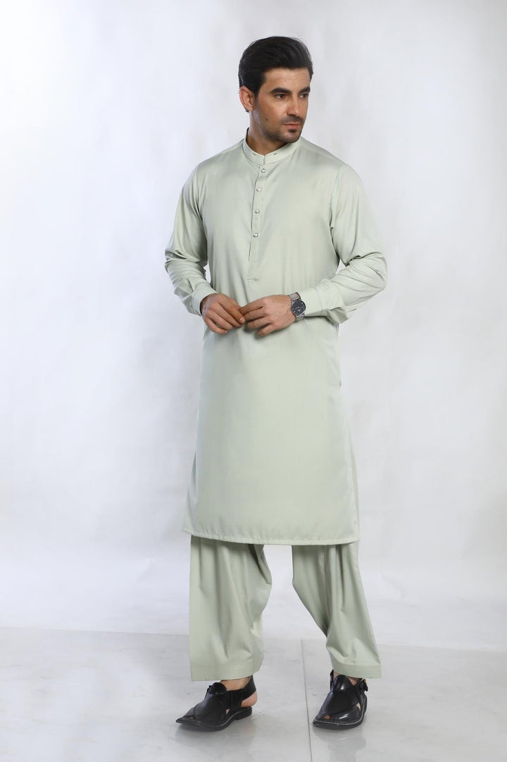 Light Green Blended Casual Shalwar Kameez For Men - Prime Point Store