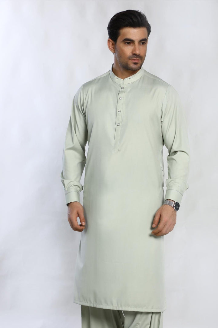 Light Green Blended Casual Shalwar Kameez For Men - Prime Point Store