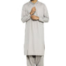 Light Grey Embroidered Wash & Wear Shalwar Kameez For Men - Prime Point Store