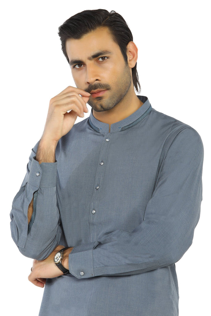 Light Grey Fashion Wash & Wear Shalwar Kameez For Men - Prime Point Store