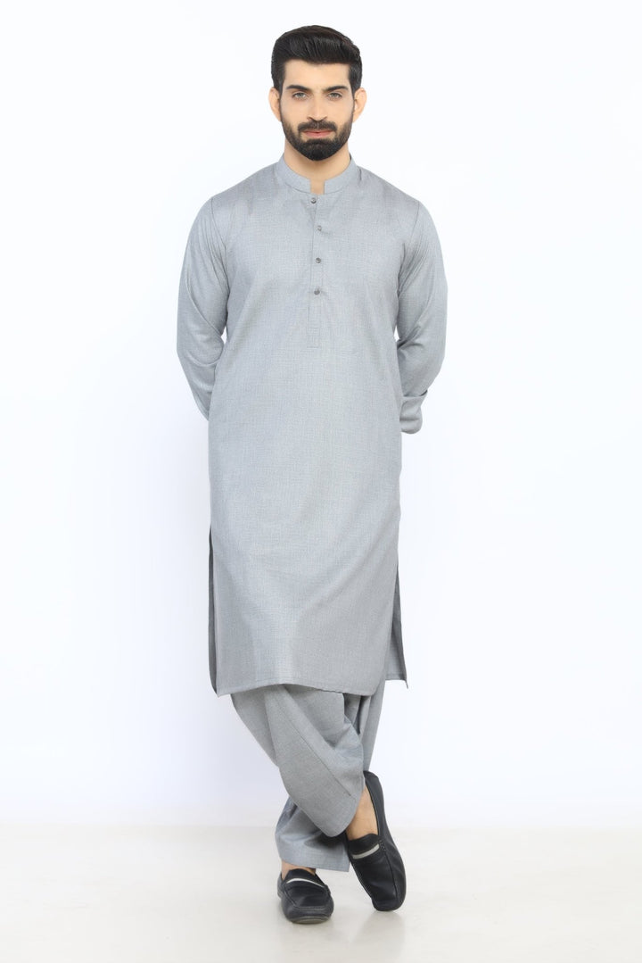 Light Grey Wash & Wear Shalwar Kameez - Prime Point Store