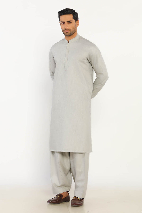 Light Grey Wash & Wear Shalwar Kameez - Prime Point Store