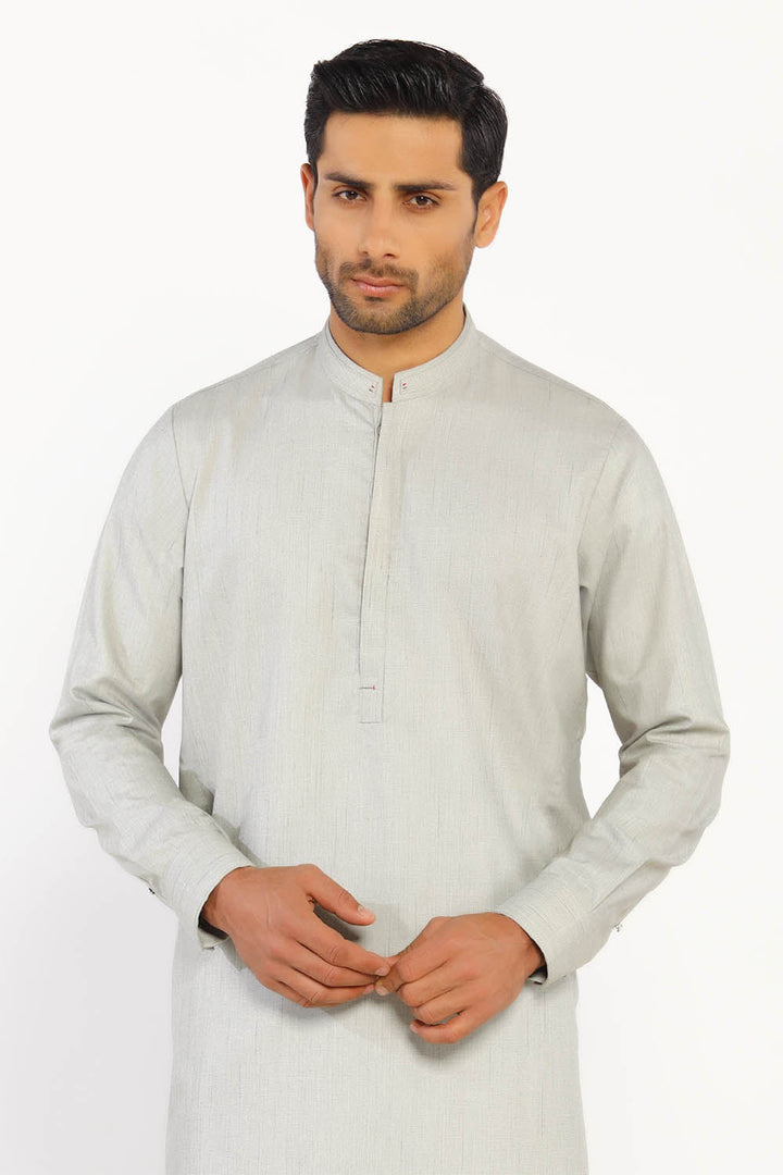 Light Grey Wash & Wear Shalwar Kameez - Prime Point Store