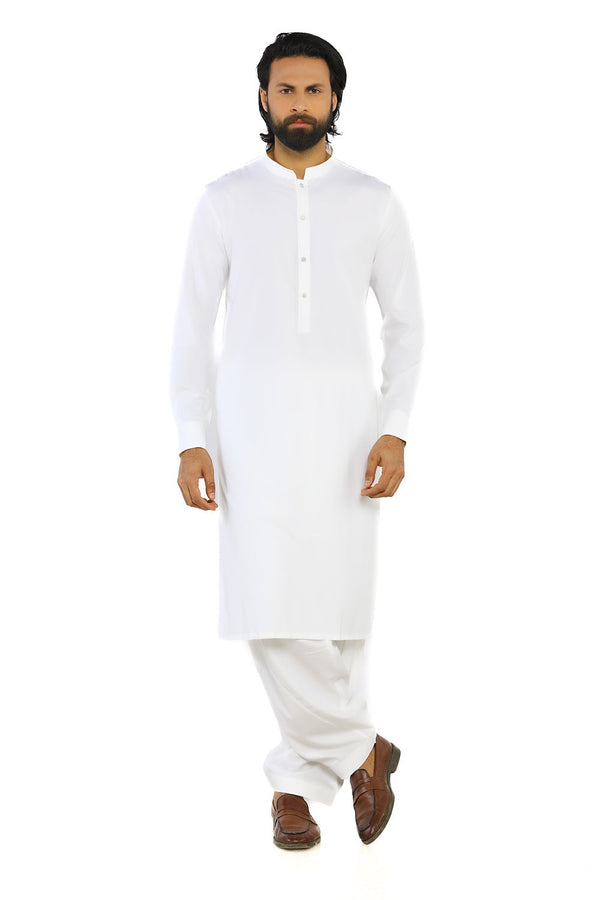 Milky White Men Wash & Wear Shalwar Kameez - Prime Point Store