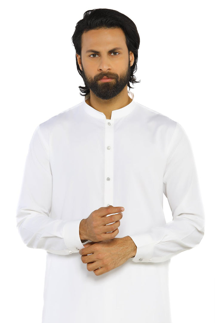 Milky White Men Wash & Wear Shalwar Kameez - Prime Point Store