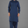 Navy Blue Blended Casual Shalwar Kameez For Men - Prime Point Store