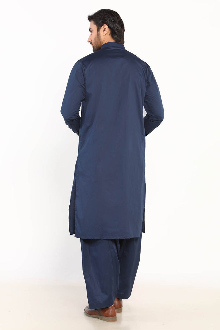 Navy Blue Cotton Casual Shalwar Kameez For Men - Prime Point Store