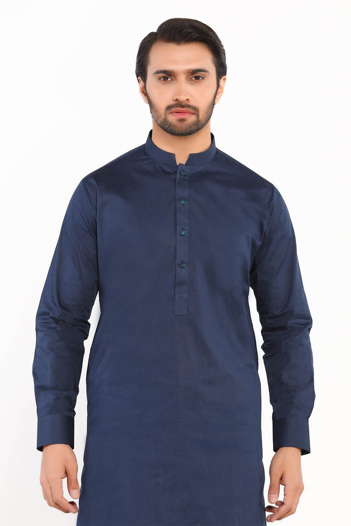 Navy Blue Cotton Casual Shalwar Kameez For Men - Prime Point Store