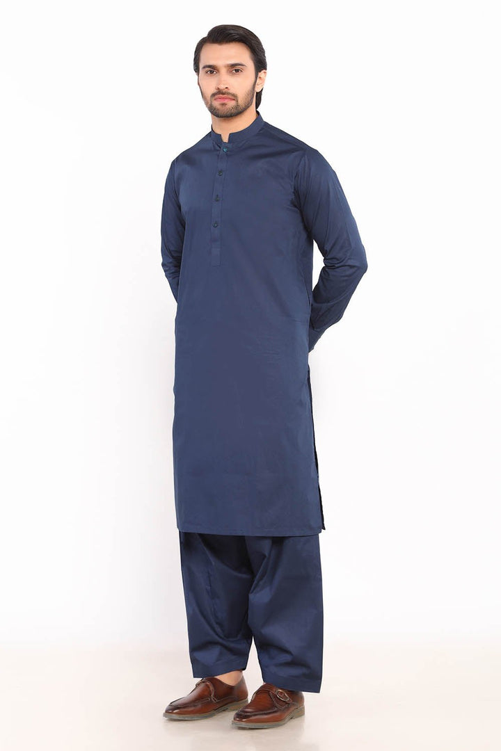 Navy Blue Cotton Casual Shalwar Kameez For Men - Prime Point Store