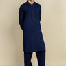 Navy Blue Cotton Embroidered Kameez Shalwar For Men - Prime Point Store