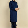 Navy Blue Cotton Satin Kameez Shalwar For Men - Prime Point Store