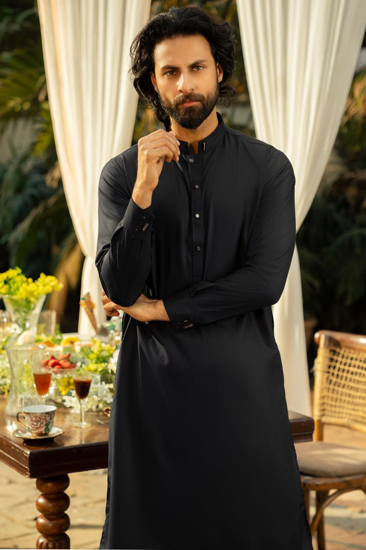 Navy Blue Fashion Wash & Wear Shalwar Kameez For Men - Prime Point Store