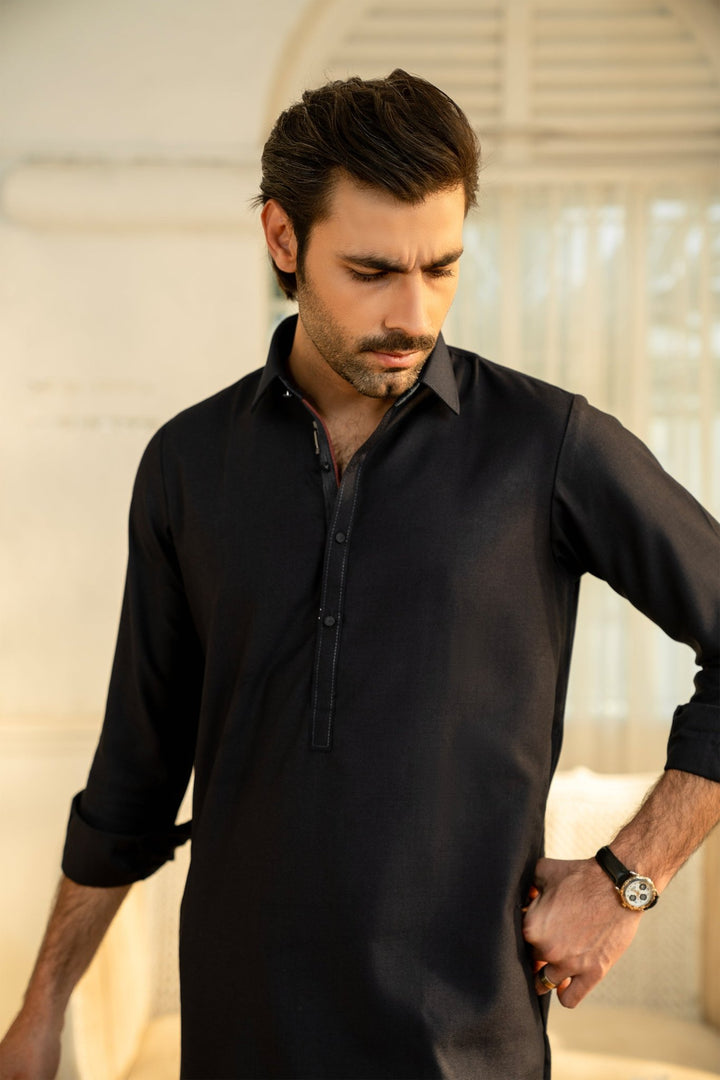 Navy Blue Fashion Wash & Wear Shalwar Kameez For Men - Prime Point Store