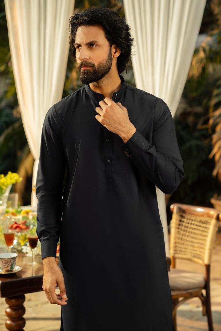 Navy Blue Fashion Wash & Wear Shalwar Kameez For Men - Prime Point Store