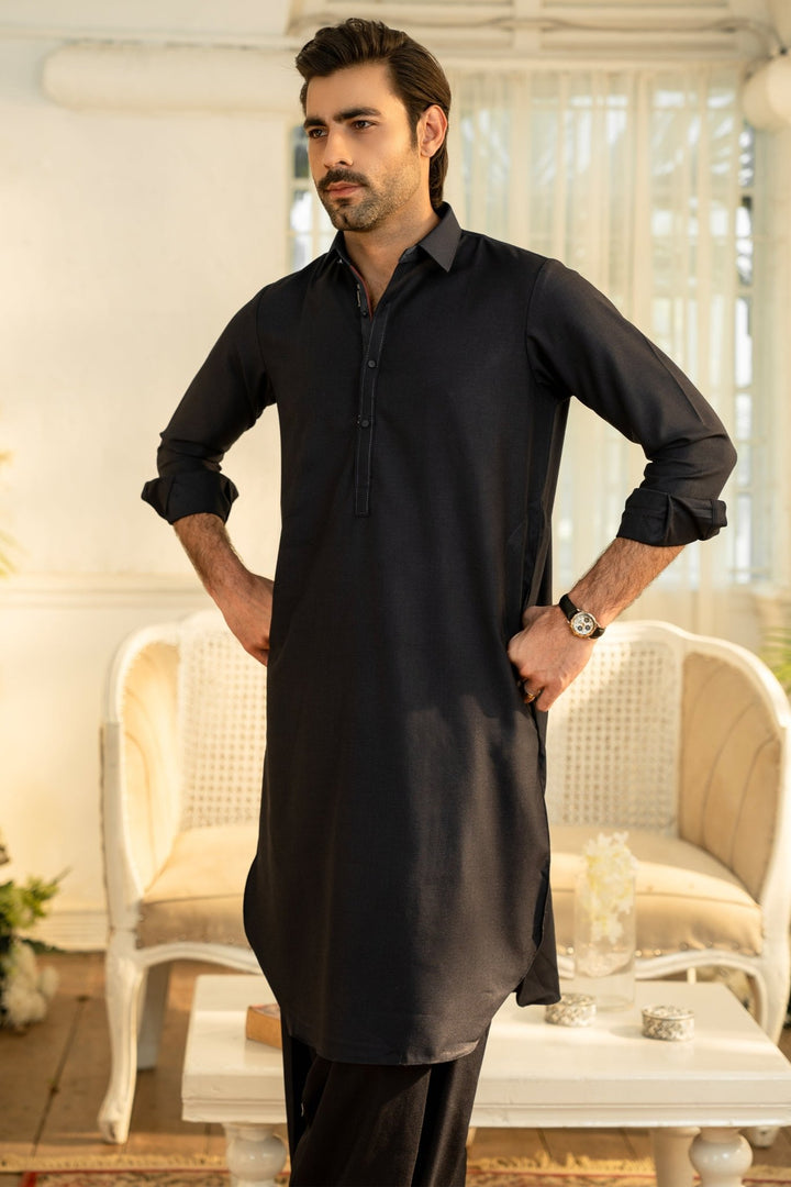 Navy Blue Fashion Wash & Wear Shalwar Kameez For Men - Prime Point Store