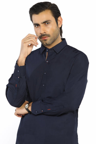 Navy Blue Fashion Wash & Wear Shalwar Kameez For Men - Prime Point Store