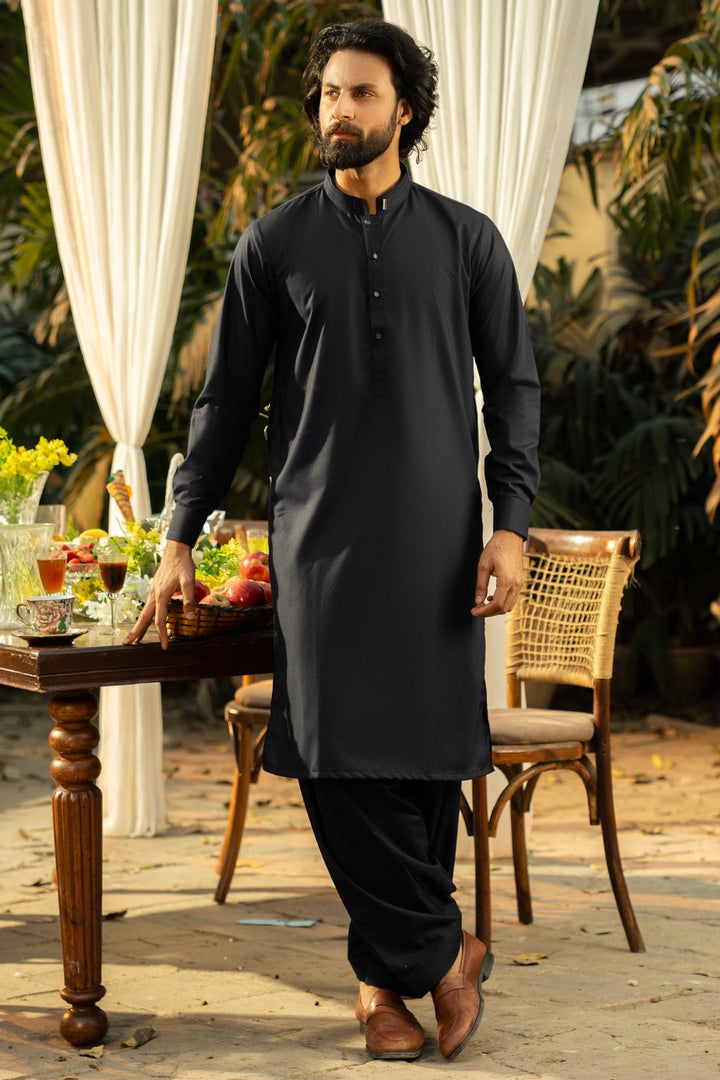 Navy Blue Fashion Wash & Wear Shalwar Kameez For Men - Prime Point Store