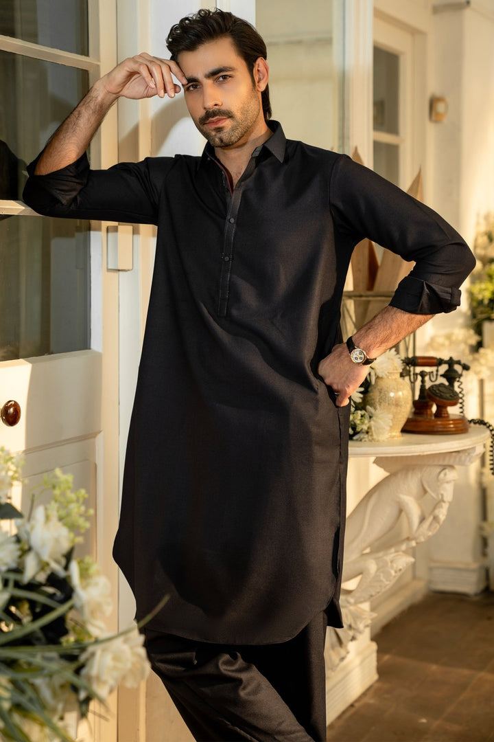 Navy Blue Fashion Wash & Wear Shalwar Kameez For Men - Prime Point Store