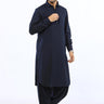 Navy Blue Texture Blended Casual Shalwar Kameez For Men - Prime Point Store
