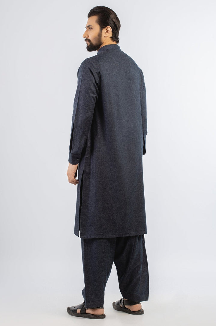 Navy Blue Wool Casual Shalwar Kameez For Men - Prime Point Store