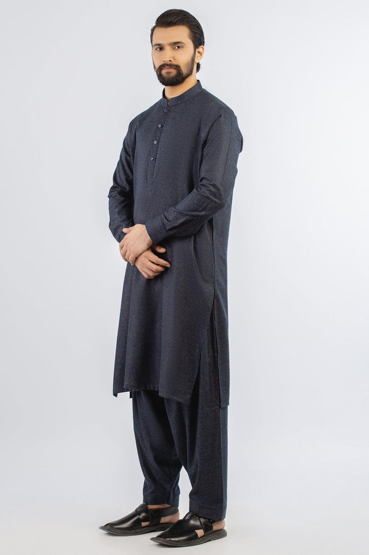 Navy Blue Wool Casual Shalwar Kameez For Men - Prime Point Store