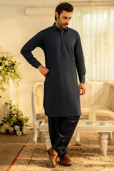 Navy Wash & Wear Shalwar Kameez - Prime Point Store