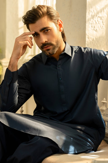Navy Wash & Wear Shalwar Kameez - Prime Point Store