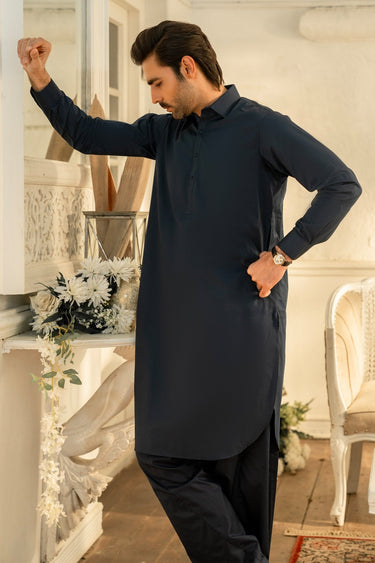 Navy Wash & Wear Shalwar Kameez - Prime Point Store