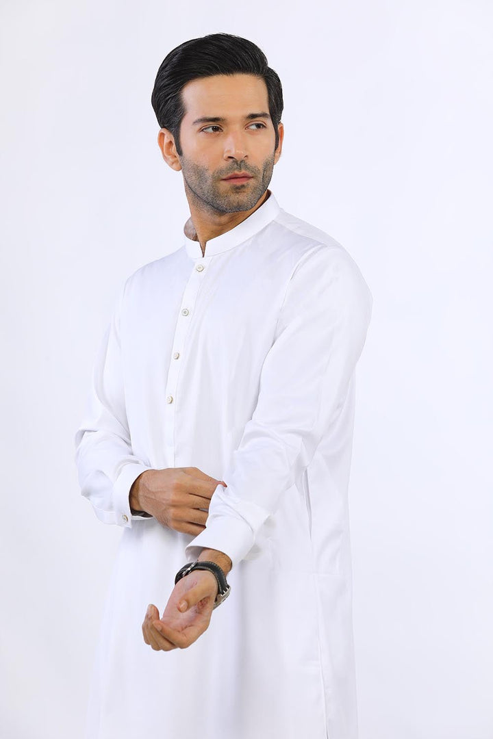 Off White Blended Casual Shalwar Kameez For Men - Prime Point Store