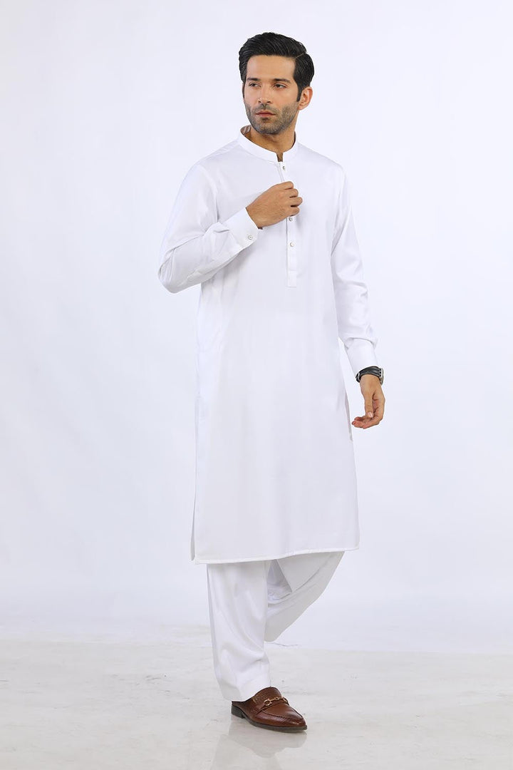 Off White Blended Casual Shalwar Kameez For Men - Prime Point Store