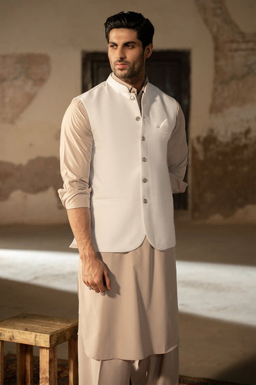 Off White Waist Coat For Men - Prime Point Store