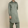 Olive Cotton Satin Kameez Shalwar For Men - Prime Point Store