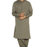 Olive Green Embroidered Wash & Wear Shalwar Kameez For Men - Prime Point Store