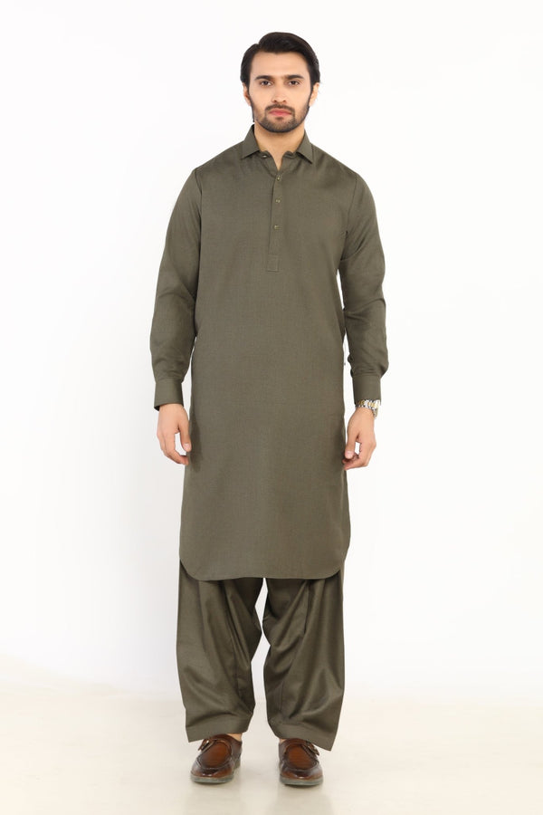 Olive Wash & Wear Shalwar Kameez - Prime Point Store