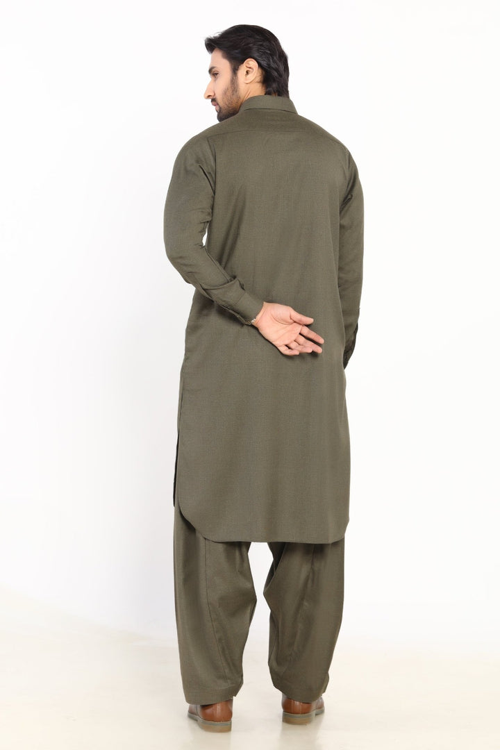 Olive Wash & Wear Shalwar Kameez - Prime Point Store