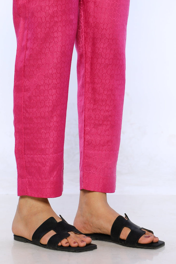 Pink Self Jacquard Straight Pants - Prime Point Store