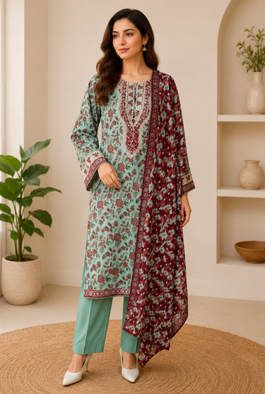 3 Piece - Embroidered Lawn Suit