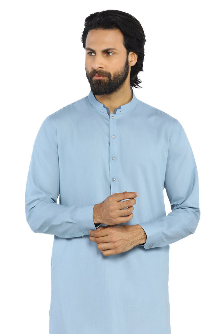 Sky Blue Fashion Wash & Wear Shalwar Kameez For Men - Prime Point Store