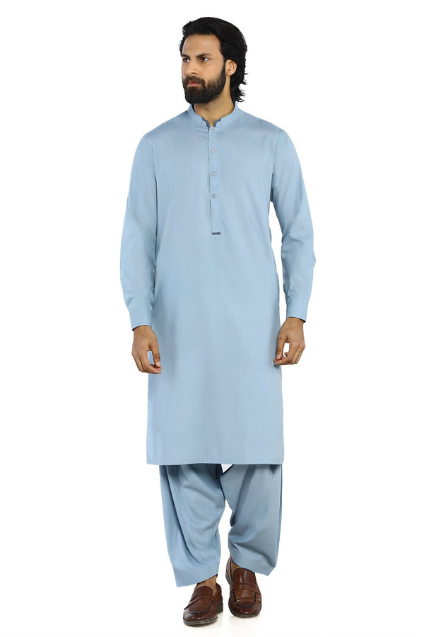 Sky Blue Fashion Wash & Wear Shalwar Kameez For Men - Prime Point Store