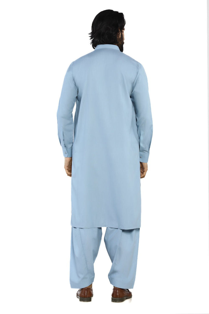 Sky Blue Fashion Wash & Wear Shalwar Kameez For Men - Prime Point Store