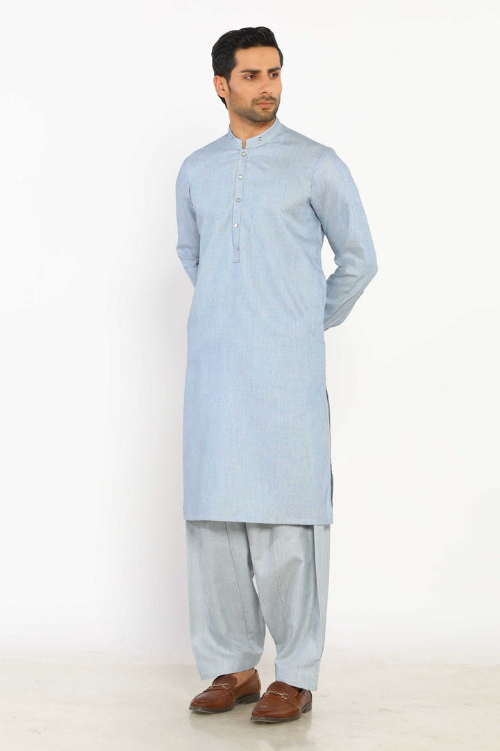 Sky Blue Wash & Wear Shalwar Kameez - Prime Point Store