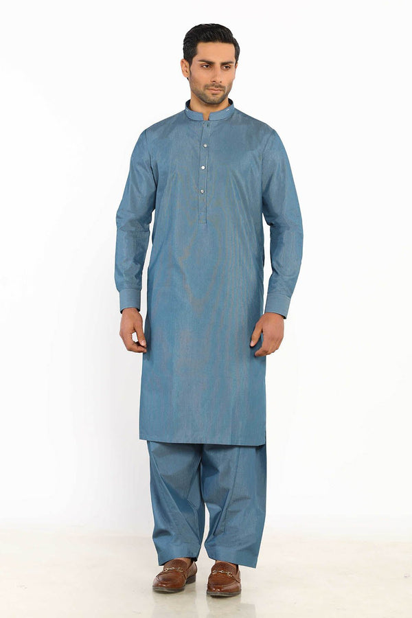 Teal Blue Wash & Wear Shalwar Kameez - Prime Point Store