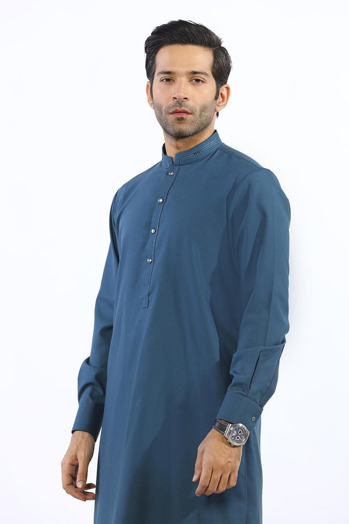 Teal Blue Wash & Wear Shalwar Kameez - Prime Point Store