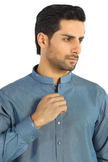 Teal Blue Wash & Wear Shalwar Kameez - Prime Point Store